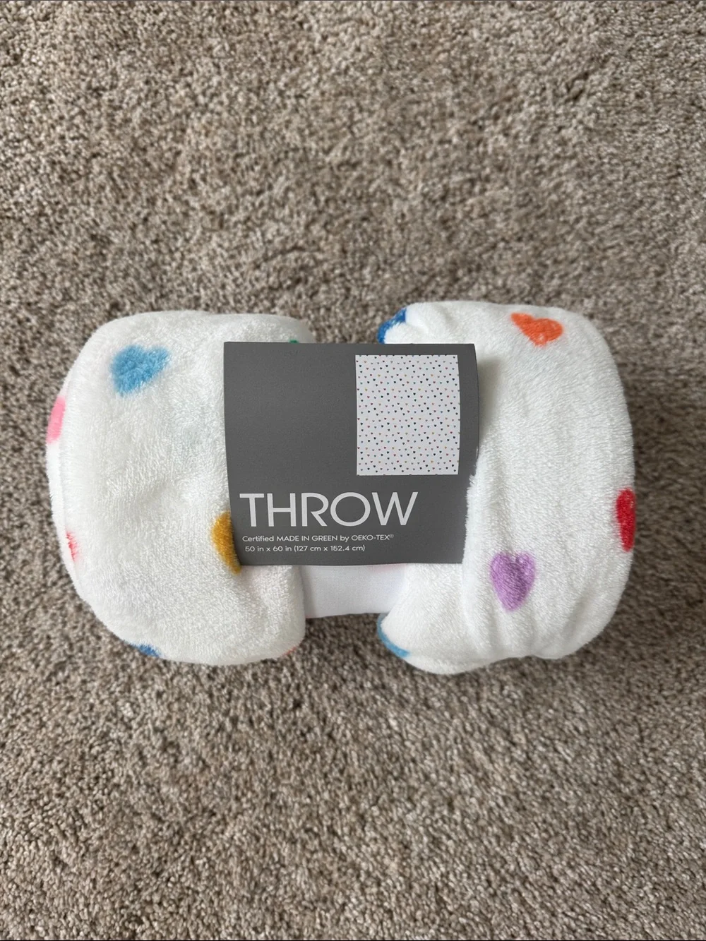 Novelty Recycled Printed Hearts Plush Throw Blanket